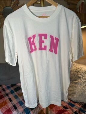 GAP Barbie KEN Logo White Tee with Pink Logo